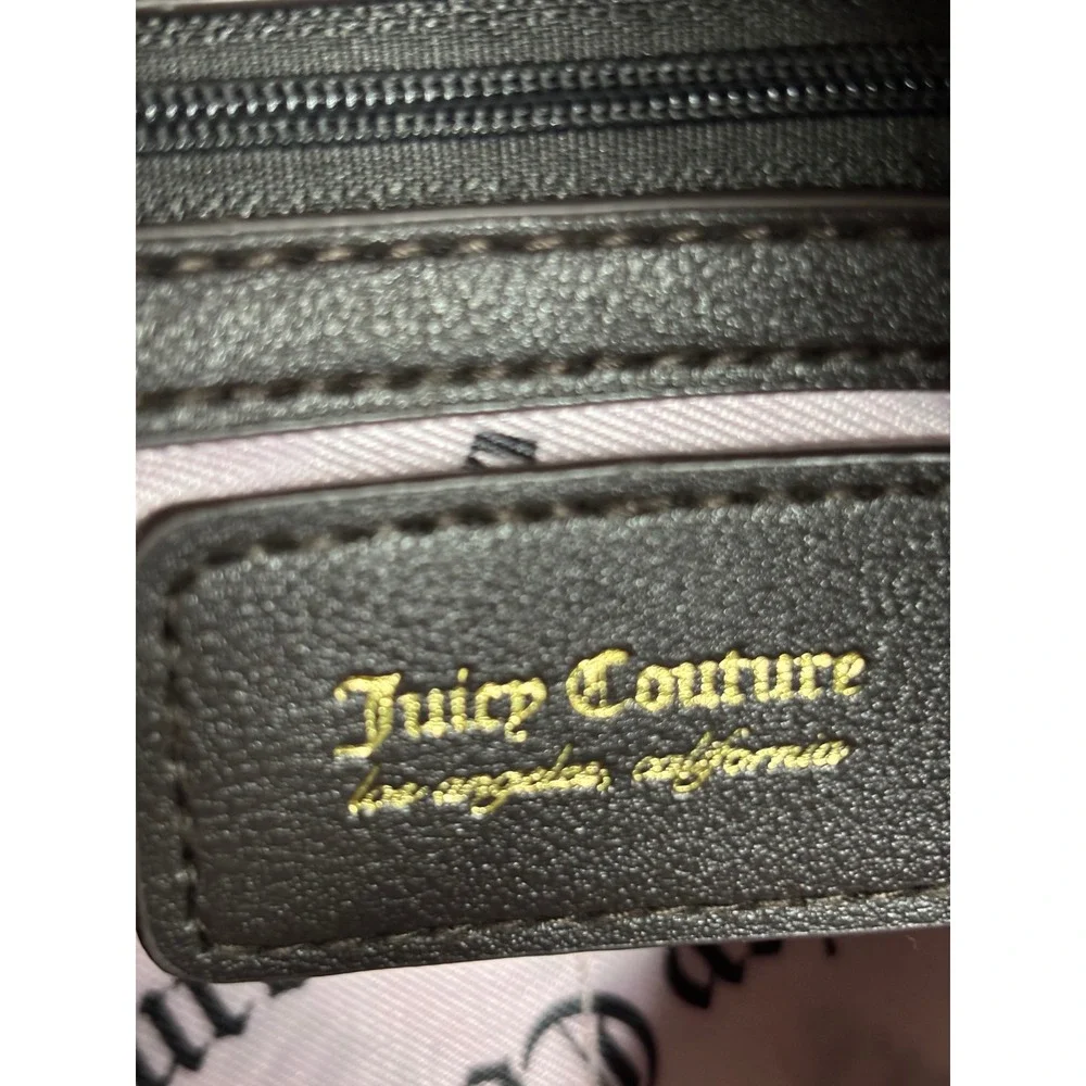 Juicy‎ Couture Pink Black Crown Monogram Satchel Crossbody Bag Rhinestone Logo